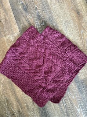 Aran Kids Cable Knit Poncho in Wine Red